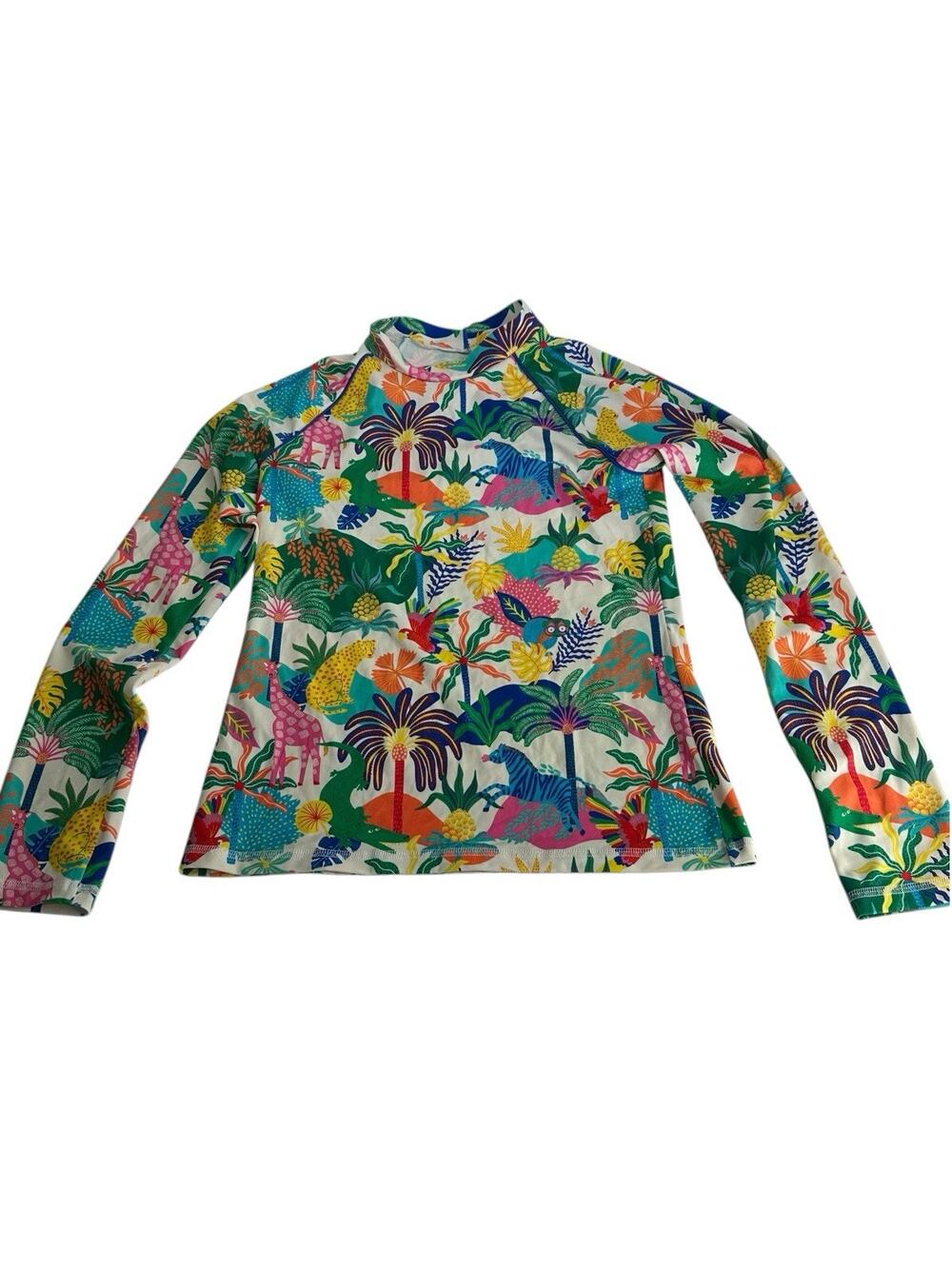 Mini Boden Girls Rash Guard Jungle All Over Print UPF 50 +